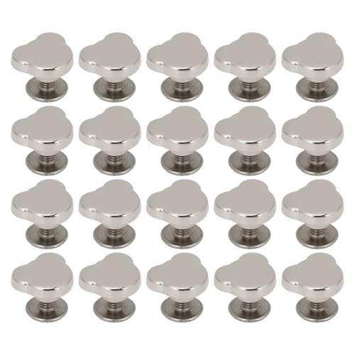 20pcs Bärenkopfbindung Nieten und gekreuzte Schraubenset, 10 mm für Ledergürtel, Handtasche, Kleidungshandwerk (Silber) von Sangeponiang