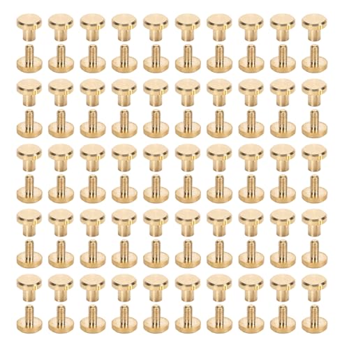 Für Messing, für dekorative Nieten und Slot -Flachkopfschrauben Set, 50 Prozent, für DIY -Lederhandwerk und Buchbinding (8x8mm Nieten) von Sangeponiang