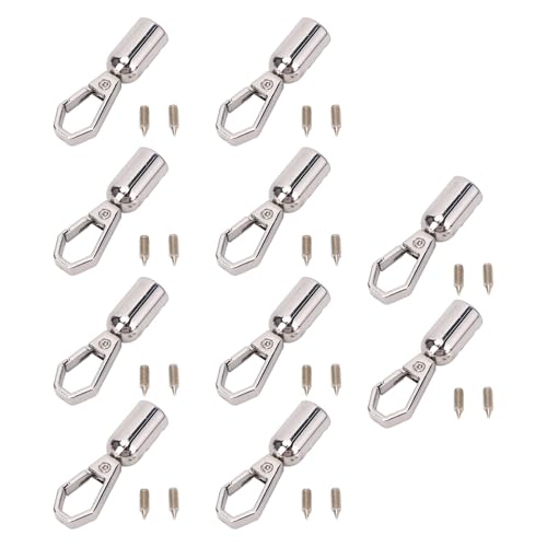 Zinklegierung, 10 Sets Seilende -Snap -Haken - 8 mm Loch, 10 mm Schrauben - für die Dekoration von Zubehör (Silber) von Sangeponiang