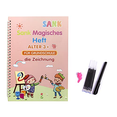 Sank Magisches Deutsche Version 26 x 18.5 cm Wiederverwendbares Übungsheft für Kinder - Das Druckhandschrift-Arbeitsbuch - Wiederverwendbares Schreibübungsbuch(die Zeichnung Mit Stift) von Sank