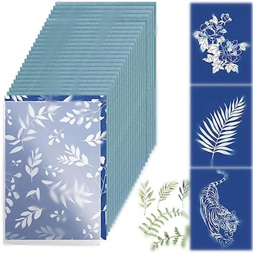 Sankaka 30 Blatt Cyanotyp-Papier, Sonnen-Kunstpapier-Set, Solarzeichnung, Naturdruck für Kinder und Erwachsene, Kunsthandwerk von Sankaka