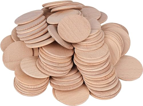 Sanmum 200 Stück Unfertige Holzscheiben zum Basteln, Runde Baumscheibe für DIY (Durchmesser 25mm/Dicke 3mm) von Sanmum