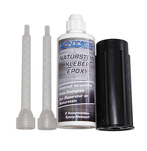 NATURSTEIN KLEBER 140ml + 2 Mischdüsen + Auspressstössel 2-Komponenten Klebstoff Epoxidharz Kleber NATURSTEIN KLEBER 140ml + 2 Mischdüsen + Auspressstössel 2-Komponenten Klebstoff Epoxidharz Kleber von Sanremo