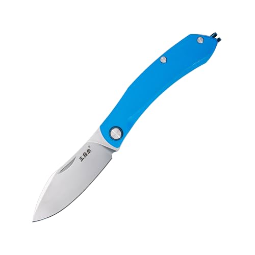 Sanrenmu Taschenfaltmesser 6.57" Faltbares Messer 167mm Kompakt mit 12C27 Stahlklinge Utility Messer 7315 Messer für Outdoor Camping (Blau) von Sanrenmu