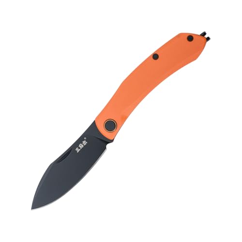 Sanrenmu Taschenfaltmesser 6.57" Faltbares Messer 167mm Kompakt mit 12C27 Stahlklinge Utility Messer 7315 Messer für Outdoor Camping (Orange) von Sanrenmu