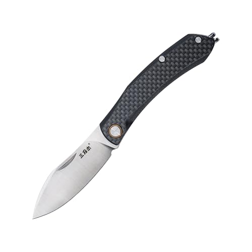 Sanrenmu Taschenfaltmesser 6.57" Faltbares Messer 167mm Kompakt mit 12C27 Stahlklinge Utility Messer 7315 Messer für Outdoor Camping (Schwarz) von Sanrenmu