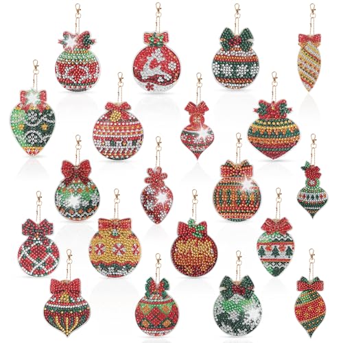 Sanrolax 20 Stück Diamond Painting Weihnachten Kinder Anhänger Set Weihnachten Diamond Painting Schlüsselanhänger Weihnachten Basteln Anhänger für DIY Weihnachtsdekoration von Sanrolax