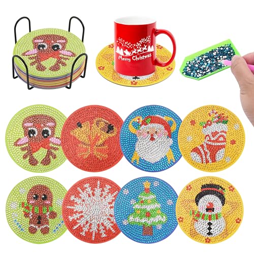 Sanrolax Diamond Painting Untersetzer Weihnachten 8er Set 5D Diamond Painting Kinder Diamond Art Painting Coasters Set mit Halter Geeignet für Tassen,Weihnachten Untersetzer Sanrolax Diamond Painting Untersetzer Weihnachten 8er Set 5D Diamond Painting Kinder Diamond Art Painting Coasters Set mit Halter Geeignet für Tassen,Weihnachten Untersetzer von Sanrolax