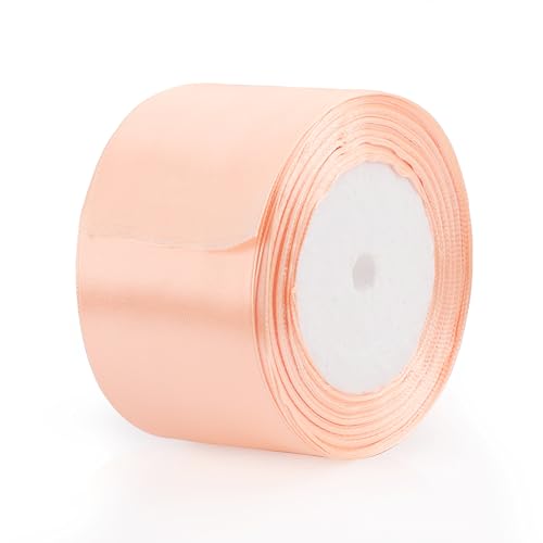 Geschenkband Champagner Rosa Satinband 5cm×22m Geschenkband Breit Schleifenband Dekoration Präsent für Hochzeit, Taufe und Geburtstag Geschenke von Sanrolax