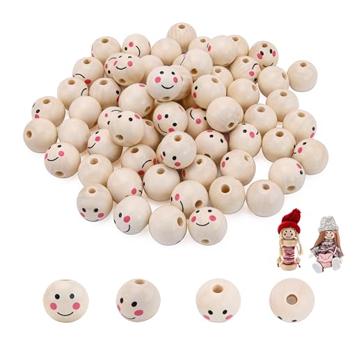 Sanrolax 50 Stück Holzperlen Mit Gesicht 20mm Holzkugeln Mit Loch Holzköpfe für Sorgenwürmchen Zubehör Diy Schlüsselanhänger Taschen Perlenweben und Schmuckherstellung Sanrolax 50 Stück Holzperlen Mit Gesicht 20mm Holzkugeln Mit Loch Holzköpfe für Sorgenwürmchen Zubehör Diy Schlüsselanhänger Taschen Perlenweben und Schmuckherstellung von Sanrolax