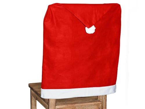 Stuhlhussen WM-69 Weihnachten – Weihnachtsmützen für Stühle – 1 bis 24 Stück – Dekoration für Esszimmer & Festtafel – Hussen in Rot mit Weiß für Weihnachtsfeier & Dinner von Santa Magix