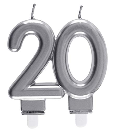 Santex 6931-20, Kerze des Alters, 20 Jahre, silberfarben Santex 6931-20, Kerze des Alters, 20 Jahre, silberfarben von Santex