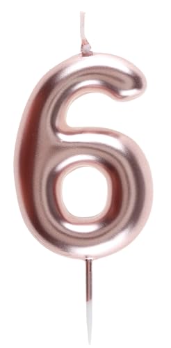 Santex 7305-6, Kerze, 9 cm, Roségold, Zahl 6 von Santex mariage