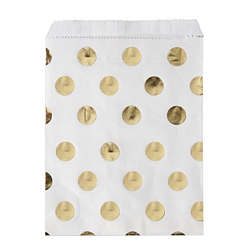 10 Stück Papiertüten weiß mit Punkten in metallic gold 10 Stück Papiertüten weiß mit Punkten in metallic gold von Santex