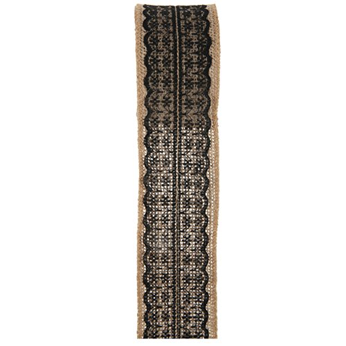 2m lang/ 50mm breit Juteband mit Spitze Vintage Band Dekoband schwarz von Santex