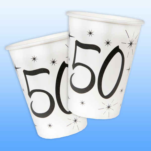 Becher zum 50. Geburtstag, 200 ml, 10&nbsp;Pappbecher für 50. Jubiläum von Santex