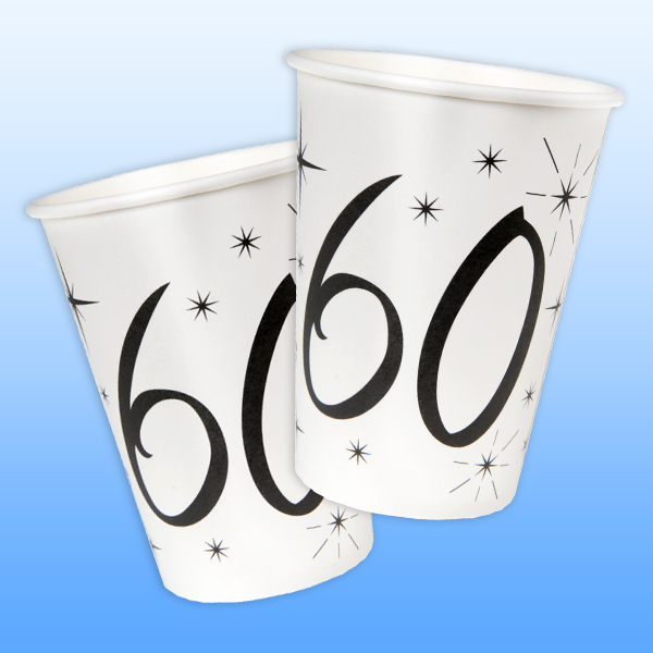 Becher zum 60. Geburtstag, 10 Stk. Einwegbecher aus Pappe, 200 ml Becher zum 60. Geburtstag, 10 Stk. Einwegbecher aus Pappe, 200 ml von Santex
