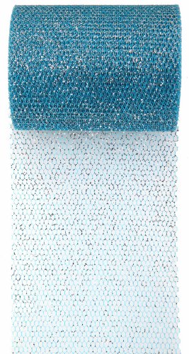 Dekoband Glitter Tüll 8 cm x 10 m türkis Geschenkband Schleifenband Tüllstoff Hochzeit Geburtstag Weihnachten von Santex