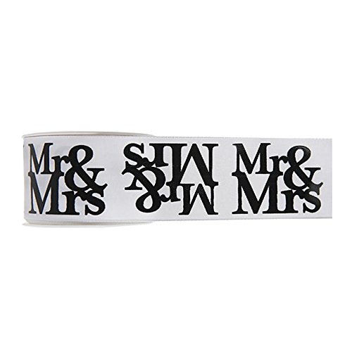 Dekoband Mr. & Mrs. weiß-schwarz Vintage 40 mm x 5 m Schleifenband Hochzeitsdekoration Geschenkband Hochzeit von Santex