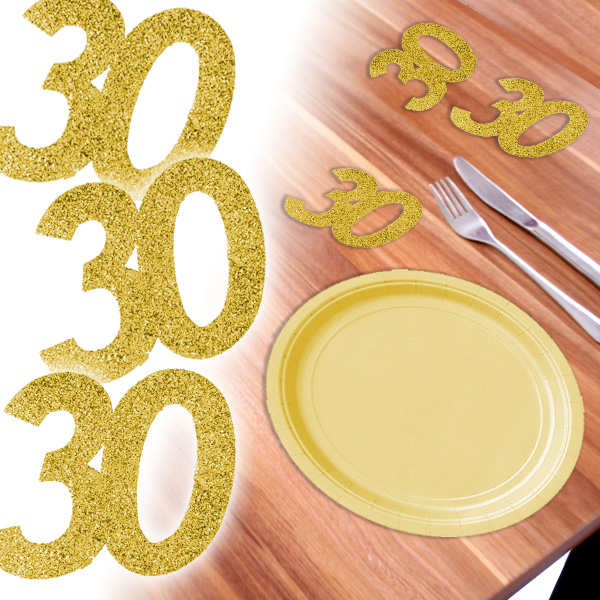 Glitterzahlen 30 in Gold zum 30. Geburtstag, 6 Stück, 8,5cm, x 7cm von Santex
