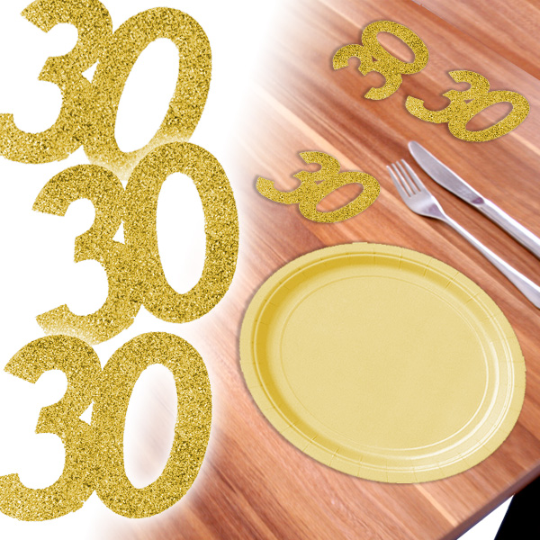 Glitterzahlen 30 in Gold zum 30. Geburtstag, 6 Stück, 8,5cm, x 7cm Glitterzahlen 30 in Gold zum 30. Geburtstag, 6 Stück, 8,5cm, x 7cm von Santex