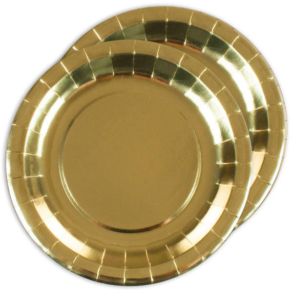 Golden glänzende Pappteller im 10er Pack, Ø 27cm von Santex