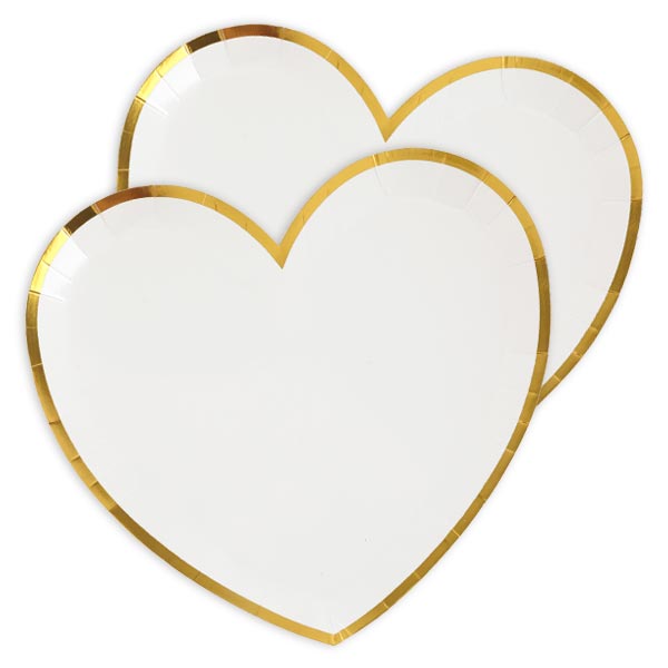 Herzförmige Pappteller im 10er Pack, weiß, 22,5cm x 20cm von Santex
