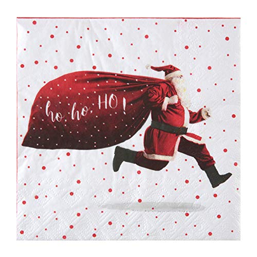 Ho Ho Ho! Servietten Nikolaus mit Geschenkesack 33 x 33 cm von Santex