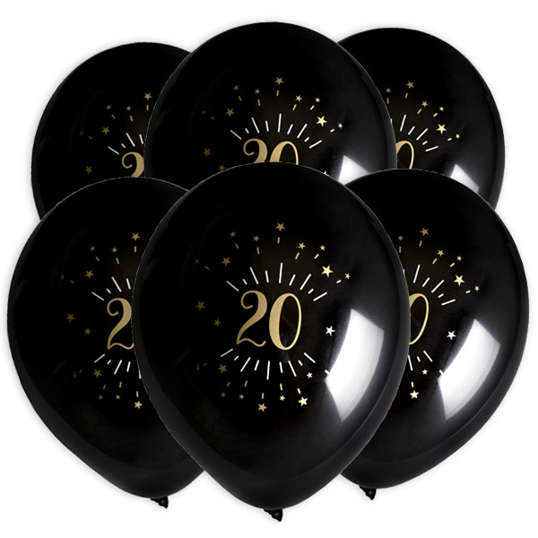 Luftballons "Zahl 20" in schwarz-gold, 8er Pack, Ø 23cm Luftballons "Zahl 20" in schwarz-gold, 8er Pack, Ø 23cm von Santex