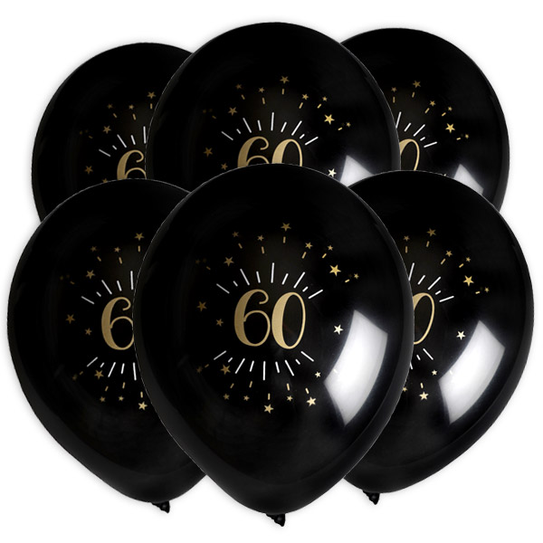 Luftballons "Zahl 60" in schwarz-gold, 8er Pack, Ø 23cm Luftballons "Zahl 60" in schwarz-gold, 8er Pack, Ø 23cm von Santex