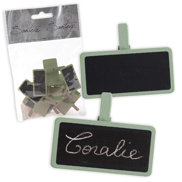 Mini-Schultafeln mit Clip, als Namenschild, 12er Pack in olivgrün, 4cm x 2cm Mini-Schultafeln mit Clip, als Namenschild, 12er Pack in olivgrün, 4cm x 2cm von Santex