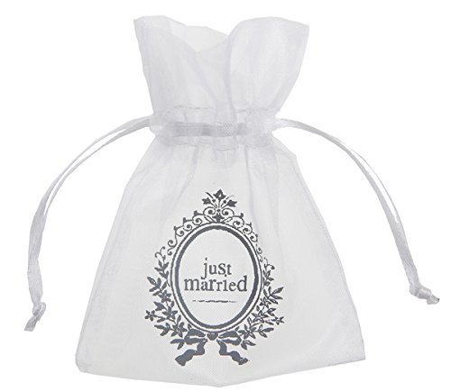 Organzasäckchen in weiß "Just Married" zum Verpacken von Hochzeitsmandeln und anderen Gastgeschenken für Ihre Hochzeit- Inhalt 10 Stück pro Packung von Santex