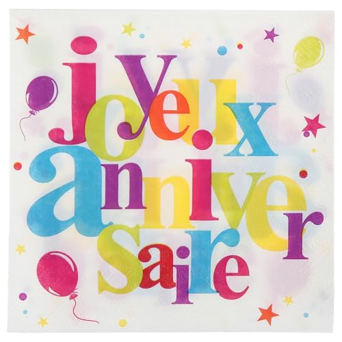 SANTEX 4773-99, Sachet de 10 serviettes Joyeux Anniversaire FESTIF von Santex