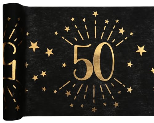 Santex 6787-50-30 Tischläufer, glitzerndes Design, Metall, Schwarz/Gold, 50 Jahre Santex 6787-50-30 Tischläufer, glitzerndes Design, Metall, Schwarz/Gold, 50 Jahre von Santex