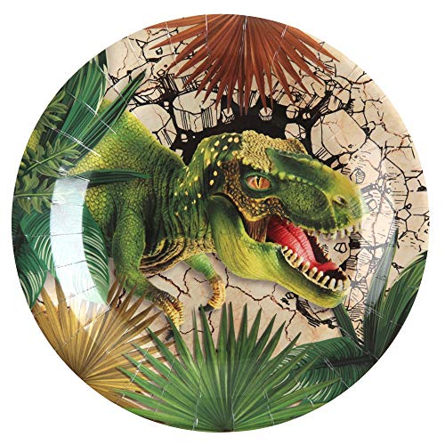 Santex 7285-99 Teller Dinosaurier, T-Rex, Karton, 22,5 cm, 10 Stück von Santex mariage