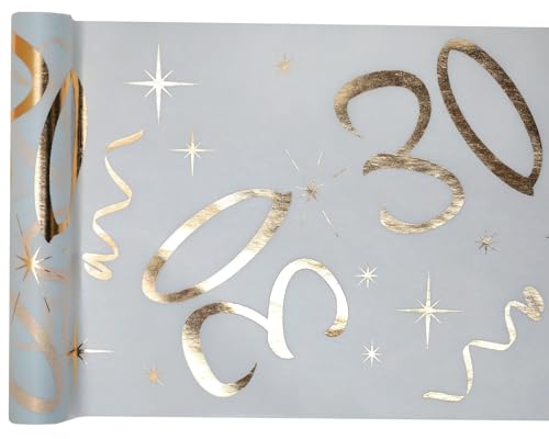Santex Tischläufer, Weißgold, 30 Jahre, 30 cm x 5 m, Dekostoff, Banner, Tischdecke, Tischläufer von Santex