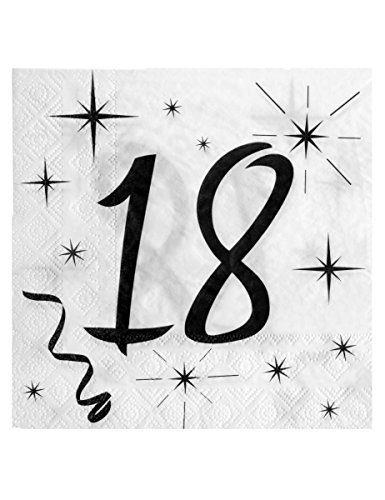 Servietten 18. Geburtstag schwarz/weiß 20 Stück Servietten 18. Geburtstag schwarz/weiß 20 Stück von Santex