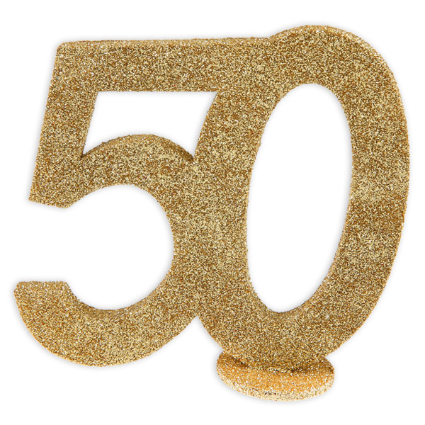 Tischaufsteller aus Schaumstoff "Zahl 50", golden glitzernd, 11,5cm x 10cm Tischaufsteller aus Schaumstoff "Zahl 50", golden glitzernd, 11,5cm x 10cm von Santex