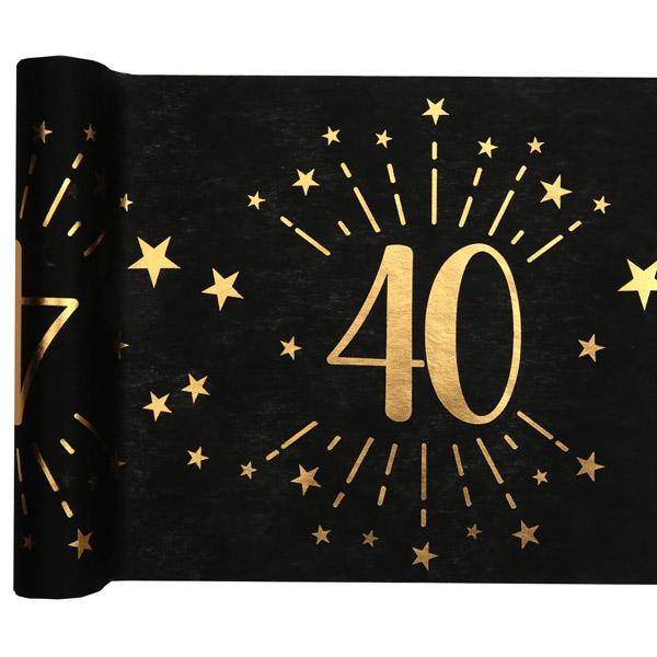 Tischläufer "40" in schwarz-gold aus Polyester, 5m x 30cm von Santex