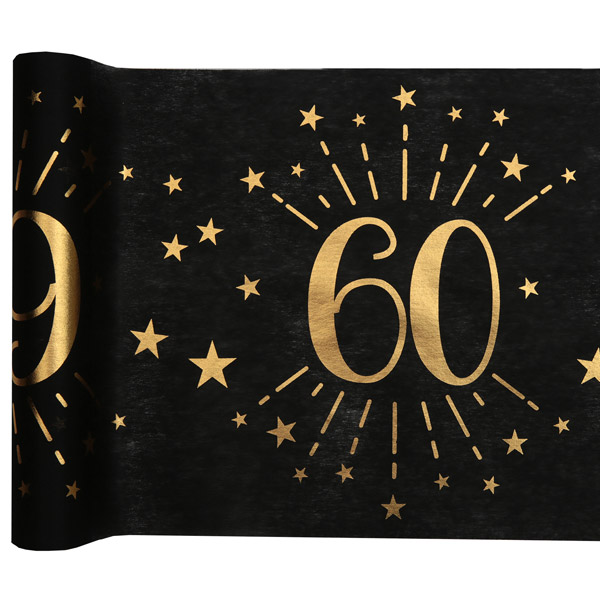 Tischläufer "60" in schwarz-gold aus Polyester, 5m x 30cm von Santex