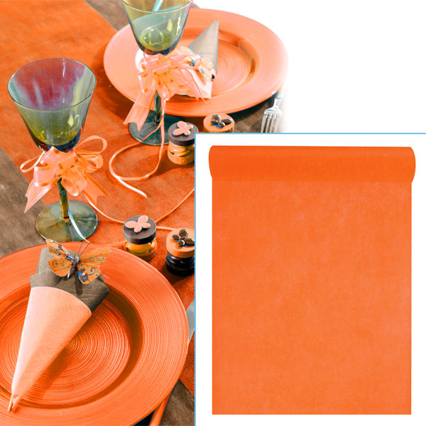 Tischläufer in Orange, Vlies, 10m x 30cm, wunderschöne Tischdeko von Santex