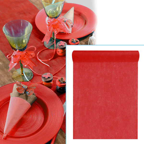 Tischläufer in Rot, 10m lang und 30cm breit, für Tischdeko, aus Vlies von Santex