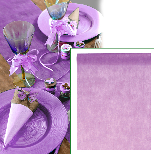Tischläufer in Violett, festliche Tischdeko aus Vlies, 10m x 30cm von Santex
