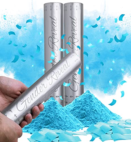 Santiago Design | Gender Reveal Konfetti Kanone Poppers - 2er-Set Blau - 100% Biologisch Abbaubar Konfetti Gewebe & sicher Pulverrauch - baby Junge Mädchen Gender Reveal Partybedarf Santiago Design | Gender Reveal Konfetti Kanone Poppers - 2er-Set Blau - 100% Biologisch Abbaubar Konfetti Gewebe & sicher Pulverrauch - baby Junge Mädchen Gender Reveal Partybedarf von Santiago Design