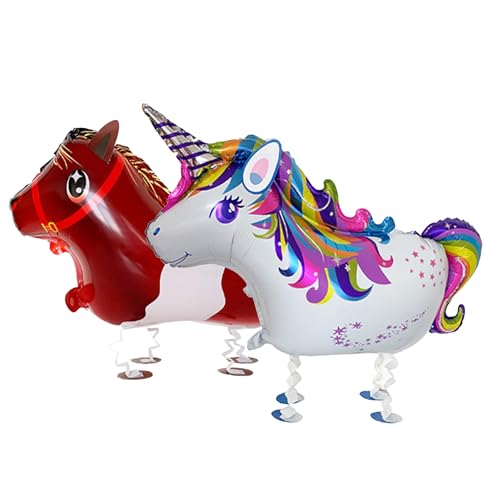 Sanu Belle 2 Stück Airwalker Tier Folienballon XXL Einhorn/Pony Helium Luftballons für Kinder Geburtstag Party,Kind Geburtstagsdeko,Kinderspielzeug,Geburtstagsgeschenk 207003 von Sanu Belle