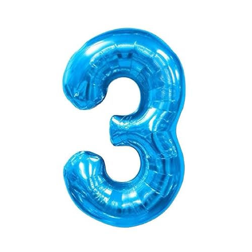 Sanu Belle Blau Zahlen Luftballon 3 Geburtstag Happy Birthday 40 Zoll Folienballon 3 Kinder Jungen Mädchen Jahrestag Party Deko Zahlenballon 3 Blue 202144 von Sanu Belle