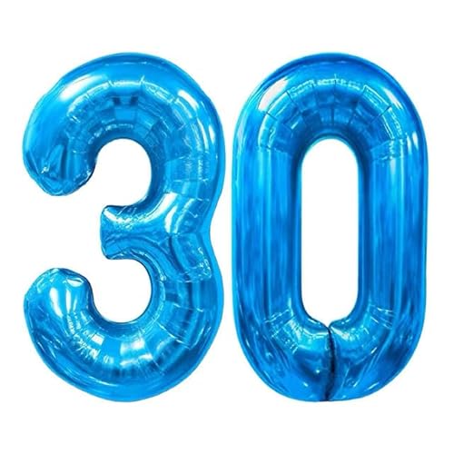 Sanu Belle Blau Zahlen Luftballon 30 Geburtstag Happy Birthday 40 Zoll Folienballon 30 Kinder Jungen Mädchen Jahrestag Party Deko Zahlenballon 30 Blue 202162 von Sanu Belle