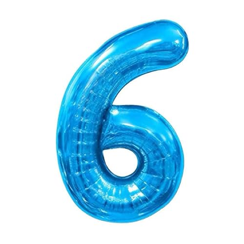 Sanu Belle Blau Zahlen Luftballon 6 Geburtstag Happy Birthday 40 Zoll Folienballon 6 Kinder Jungen Mädchen Jahrestag Party Deko Zahlenballon 6 Blue 202147 von Sanu Belle