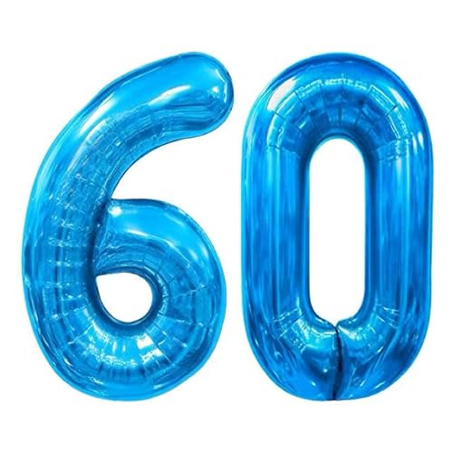 Sanu Belle Blau Zahlen Luftballon 60 Geburtstag Happy Birthday 40 Zoll Folienballon 60 Kinder Jungen Mädchen Jahrestag Party Deko Zahlenballon 60 Blue 202165 von Sanu Belle