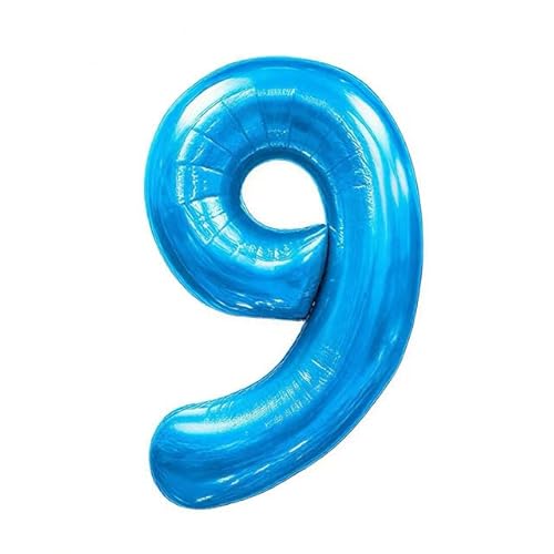 Sanu Belle Blau Zahlen Luftballon 9 Geburtstag Happy Birthday 40 Zoll Folienballon 9 Kinder Jungen Mädchen Jahrestag Party Deko Zahlenballon 9 Blue 202150 von Sanu Belle